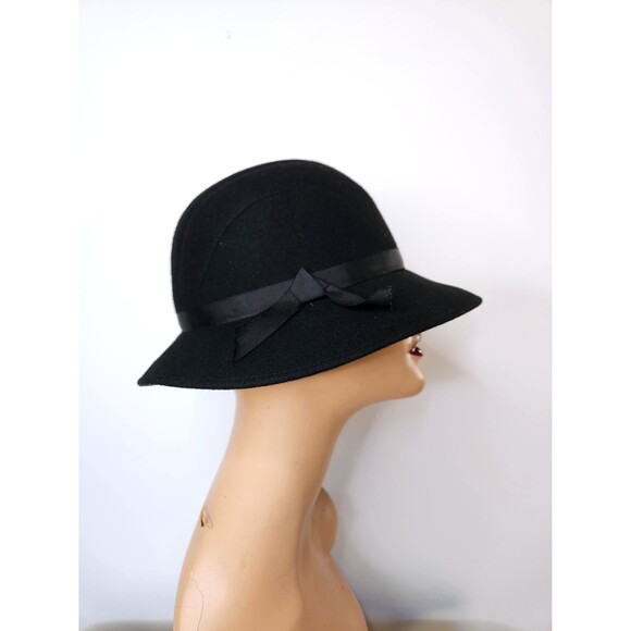 Vintage Black Wool Felt Hat -Made in USA Fedora Hat - Womens Wool Hat - Picture 5 of 10